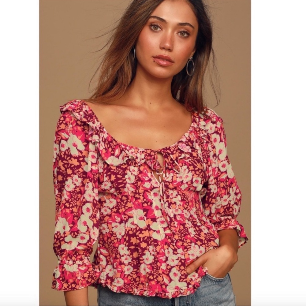 Free People NWT Sweet Memories Blouse in Fruit Punch Combo Size s
